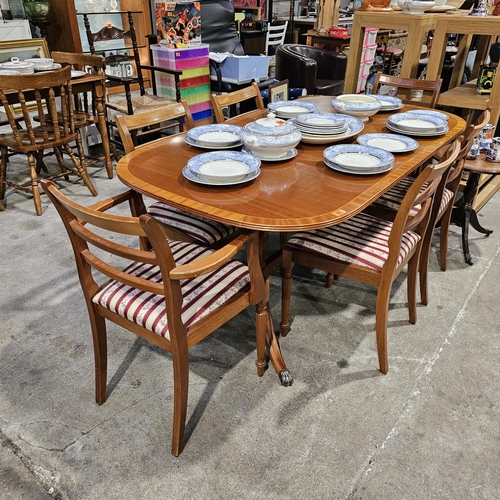 95 - Inlaid Dining Room Table & 6 Chairs