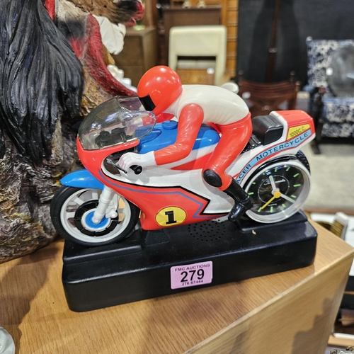 279 - Motorbike Alarm Clock With Moving Wheel