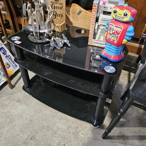 29 - Black Glass TV Table (Proceeds Going To Charity The Olive Branch)