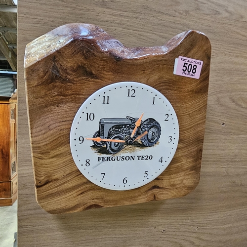 508 - Ferguson TE20 Wall Clock On Wooden Back