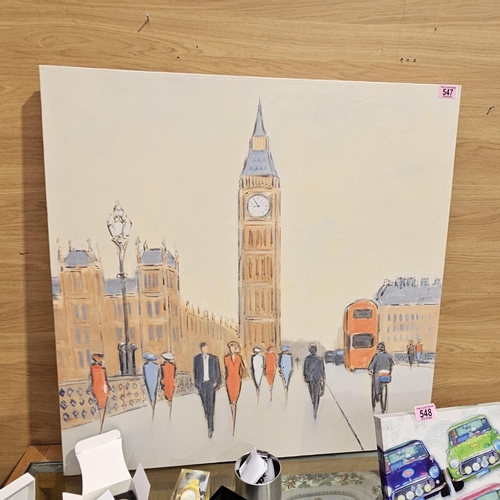 547 - 2 Large London Canvases Of Big Ben & London Bridge