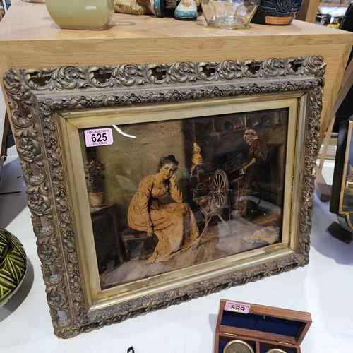 625 - A Lovely  Mid Century Crystoleum Painting In Gilted Frame