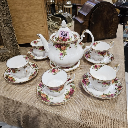 626 - Royal Albert Old Country Rose Tea Set With Teapot 14 pcs