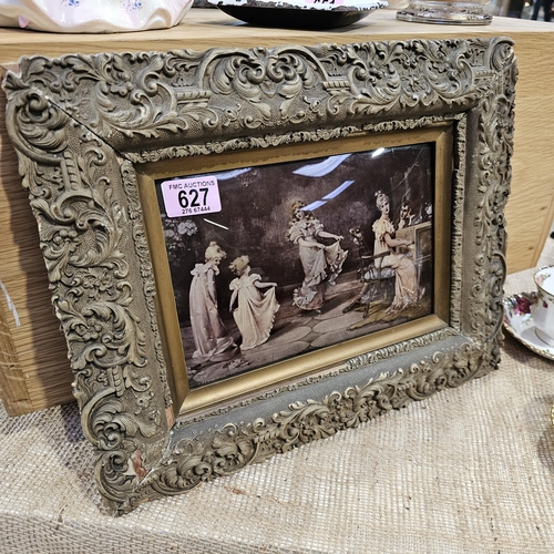 627 - A Lovely  Mid Century Crystoleum Painting In Gilted Frame