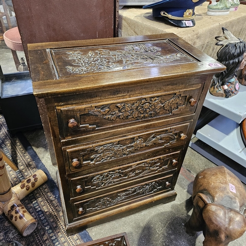 646 - An Old Tibeton Pear Wood Style Chest Of 4 Drawers