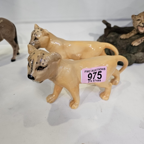 975 - Pair Of Beswick Lion Cubs