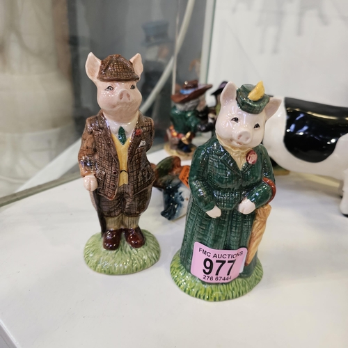 977 - Beswick Gentleman & Lady Pig Ornaments