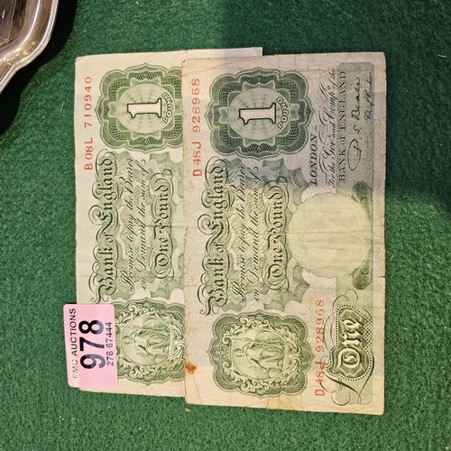 978 - 2 Old Bank Of England £1 Notes