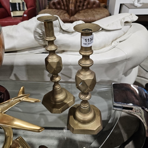 1134 - Pair Of Brass Candlesticks