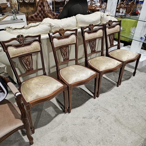 1139 - 4 Lovely Inlaid Dining Chairs