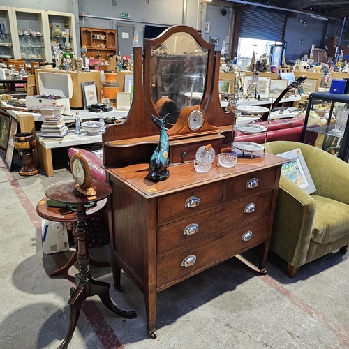 160 - Lovely Old Mahogany Dressing Table With Mirror