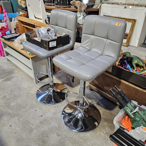 35 - Pair Of Grey Kitchen Stools