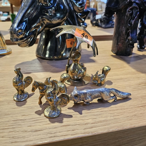 48 - Solid Pewter Fox & Brass Animals