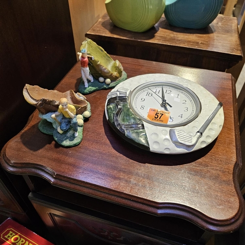 57 - Lovely Golf Clock & Book Ends