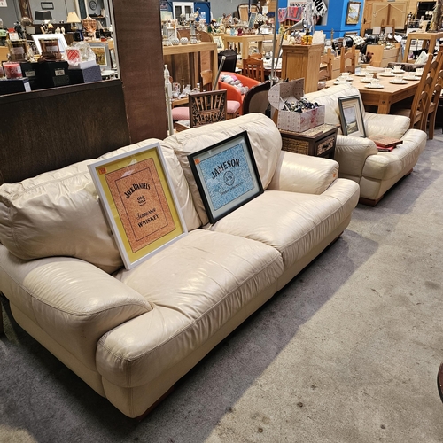117 - 3 & 1 Cream Leather Suite