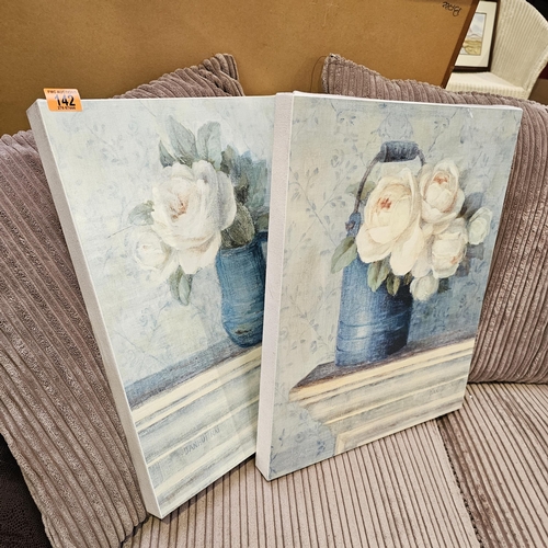 142 - Pair Of Flower Canvases