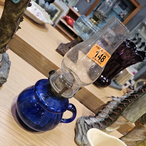 148 - Blue Glass Finger Lamp