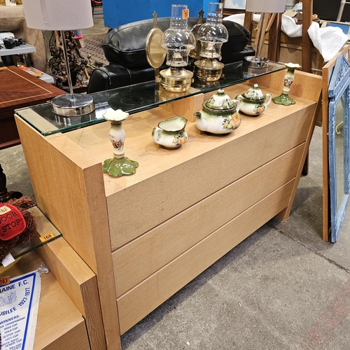 166 - A Modern Glass Top Chest Of Drawers