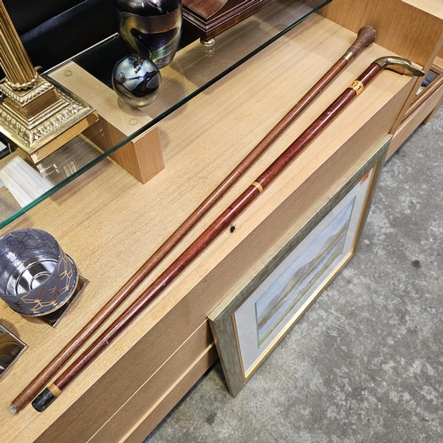 171 - brass Duck Head Walking Stick & A Cane