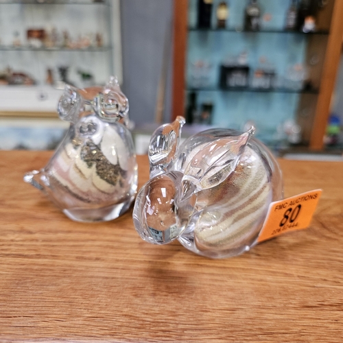 80 - Murano Style Owl & Rabbit