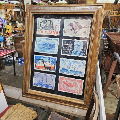 492 - Framed American Stamps