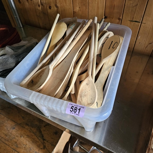 581 - A Tub Of Wooden Spoons