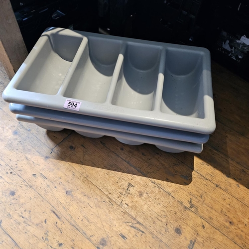 594 - 3 x Catering Cutlery Trays