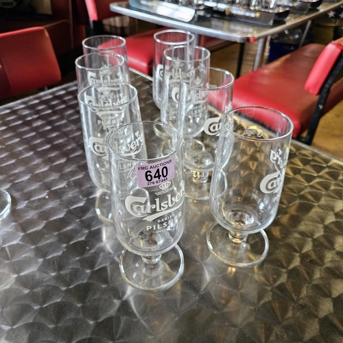 640 - 8 X Stemmed Carlsberg Glasses