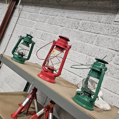 64 - 3 Hurricane Lamps