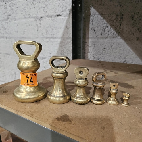 74 - Set Of 6 Brass Weights