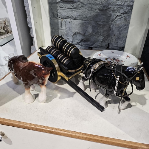 284 - 2 Horses & Barrel Cart