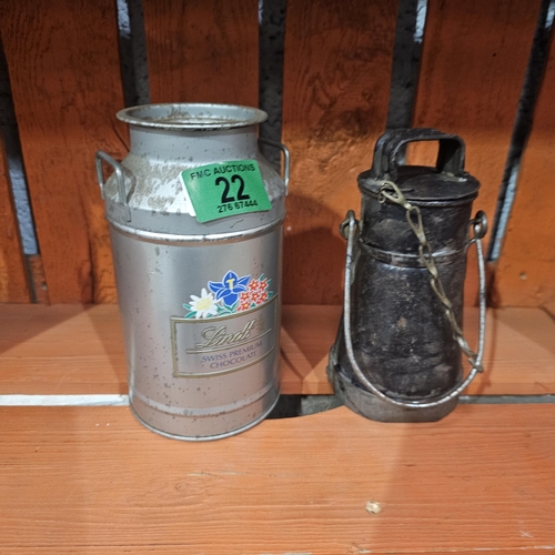 22 - 2 Small Milk cans (Pint & 1/2 Pint)