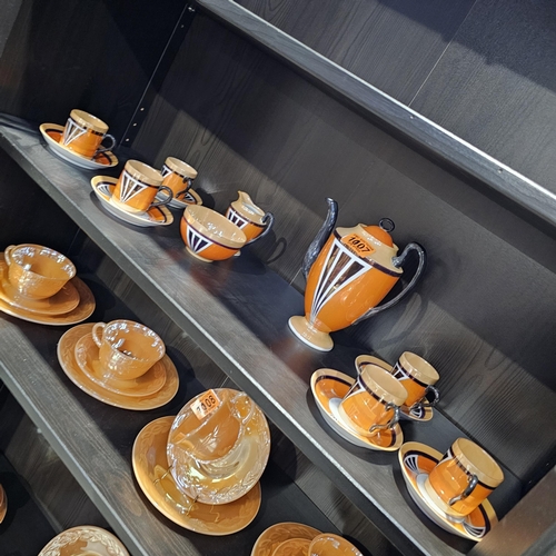 1007 - Phoenix Fine China Orange Lustre 15 Piece Coffee Set