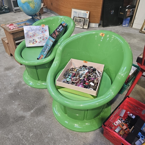 42 - 2 Plastic Storage Bin Chairs