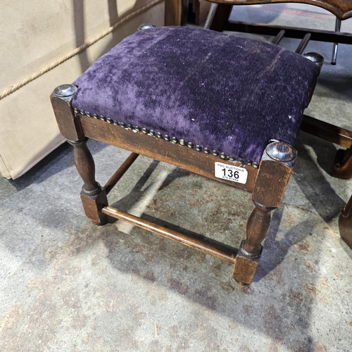 136 - A Lovely Velvet Topped Stool