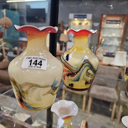 144 - A Lovely Pair Of Dalian Glass Vases