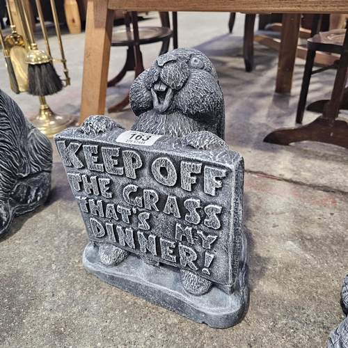 163 - Concrete 'Keep Off The Grass' Rabbit Planter