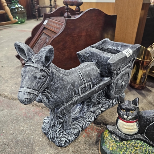 167 - Donkey & Cart Concrete Planter