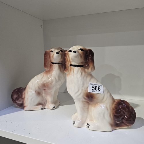 566 - 2 Beautiful Mantle Dogs (Brown/Cream)