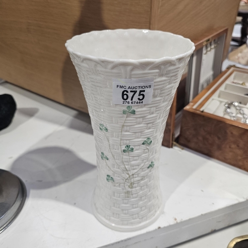 675 - Tall Belleek Vase