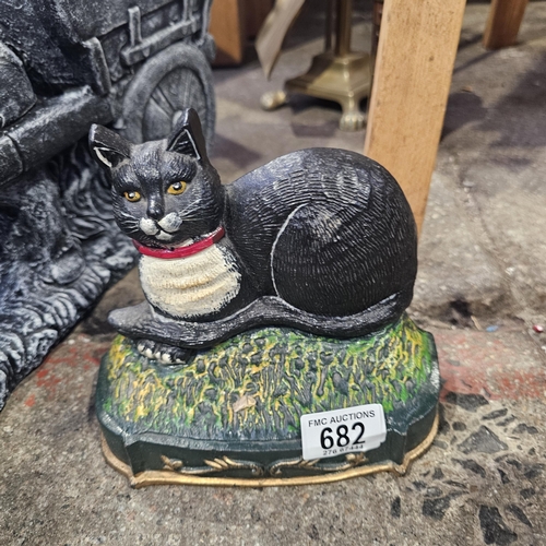 682 - A Cast Iron Cat Door Stop