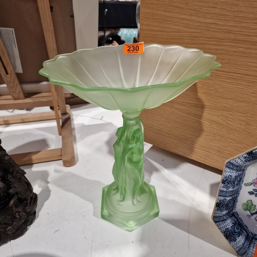 230 - Art Deco Uranium Glass Centre Piece