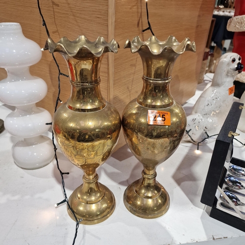 245 - A Pair Of Brass Vases