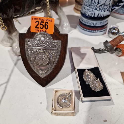 256 - Ballymena United FC Plaque & Silver Fob Metals