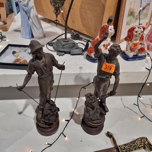 309 - A Pair Of Spelter Figurines