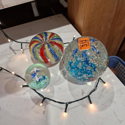 312 - 3 Glass Paper Weights