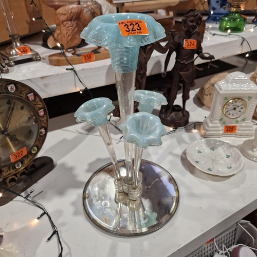 323 - A Beautiful Epergne With 3 Fluted Stems