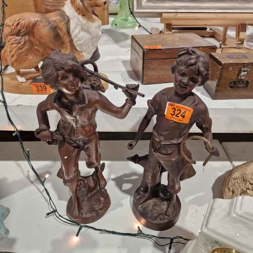 324 - 2 Spelter Figurines