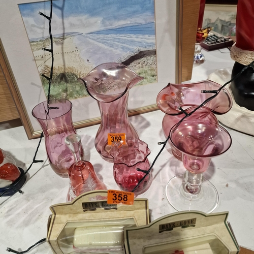 359 - 2 Pieces Of Cranberry Glass