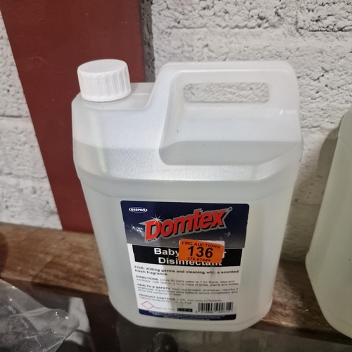 136 - 5ltrs of Domtex Disinfectant 'Baby Powder'